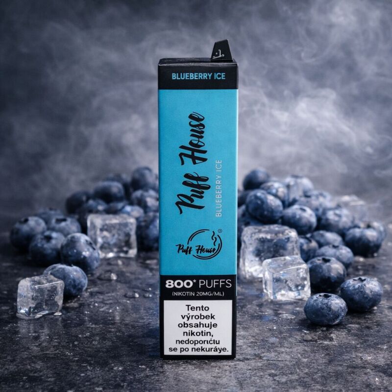 Puff House v příchuti Blueberry Ice (jednorázová elektronická cigareta)